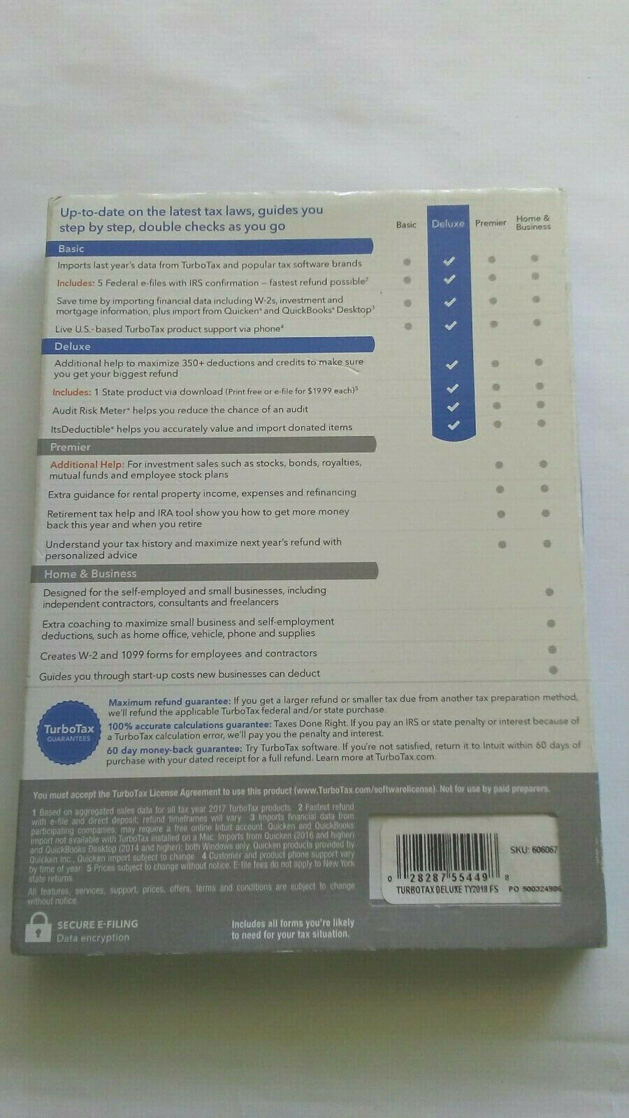 Intuit Turbotax Deluxe + Fed State 2018 e file Mac & Windows Tax Return