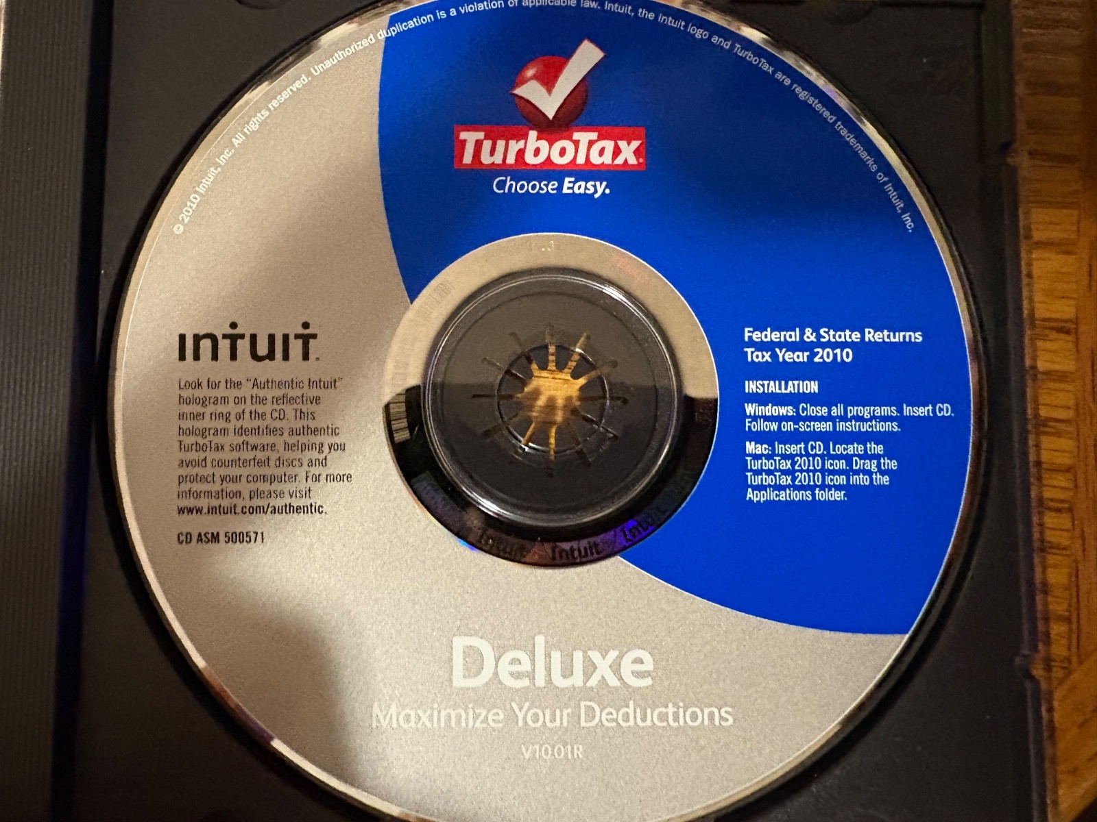 Intuit Turbotax Deluxe 2010 Software in Jewel Case