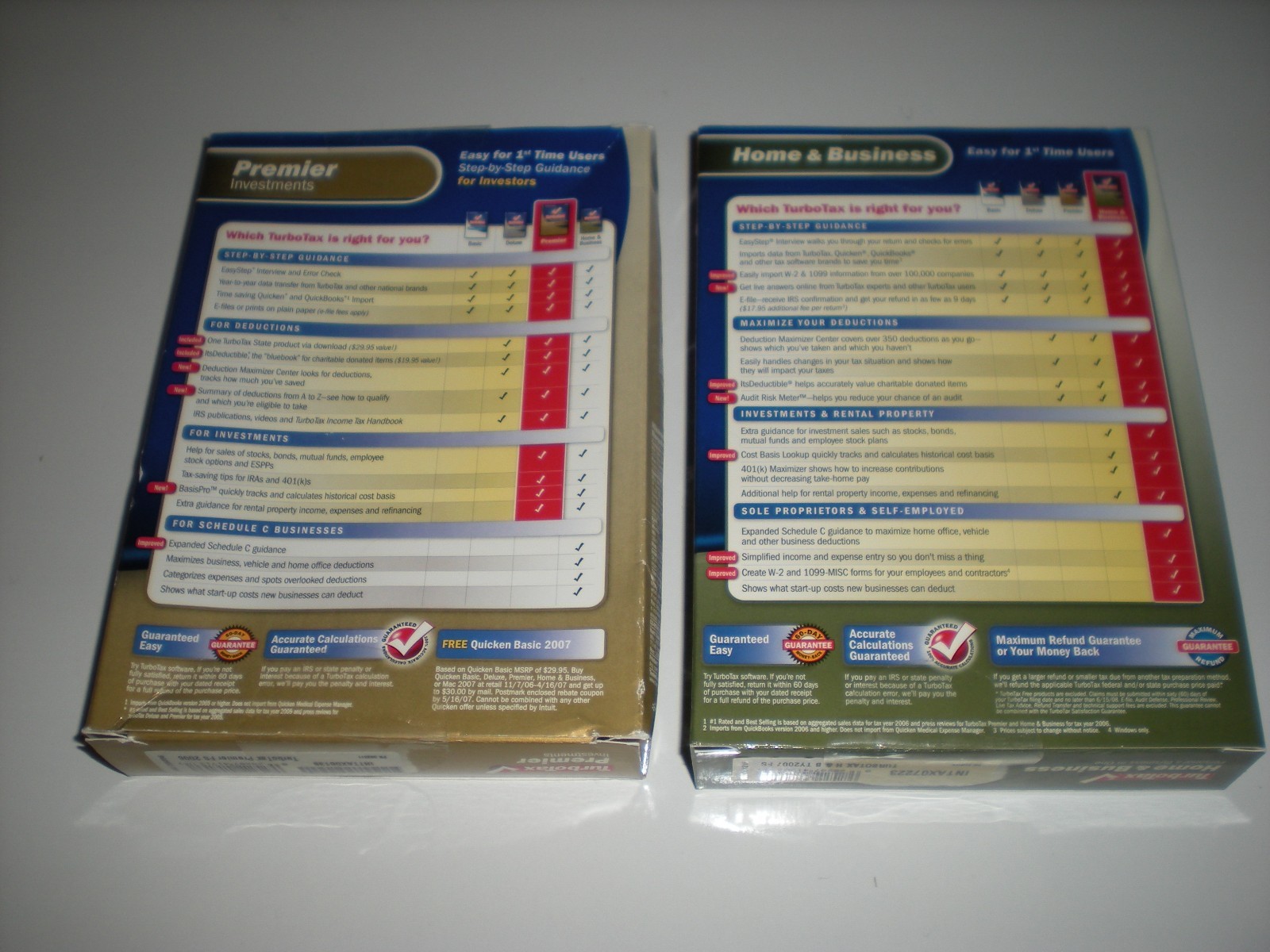 Turbotax 2006 Premier with 2007 Home & Business. New factory sealed boxes.
