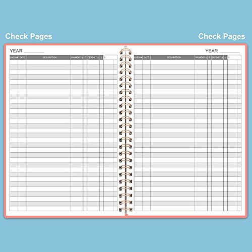 Check Register – A5 Check Book Register Books with Check & Transaction Rose