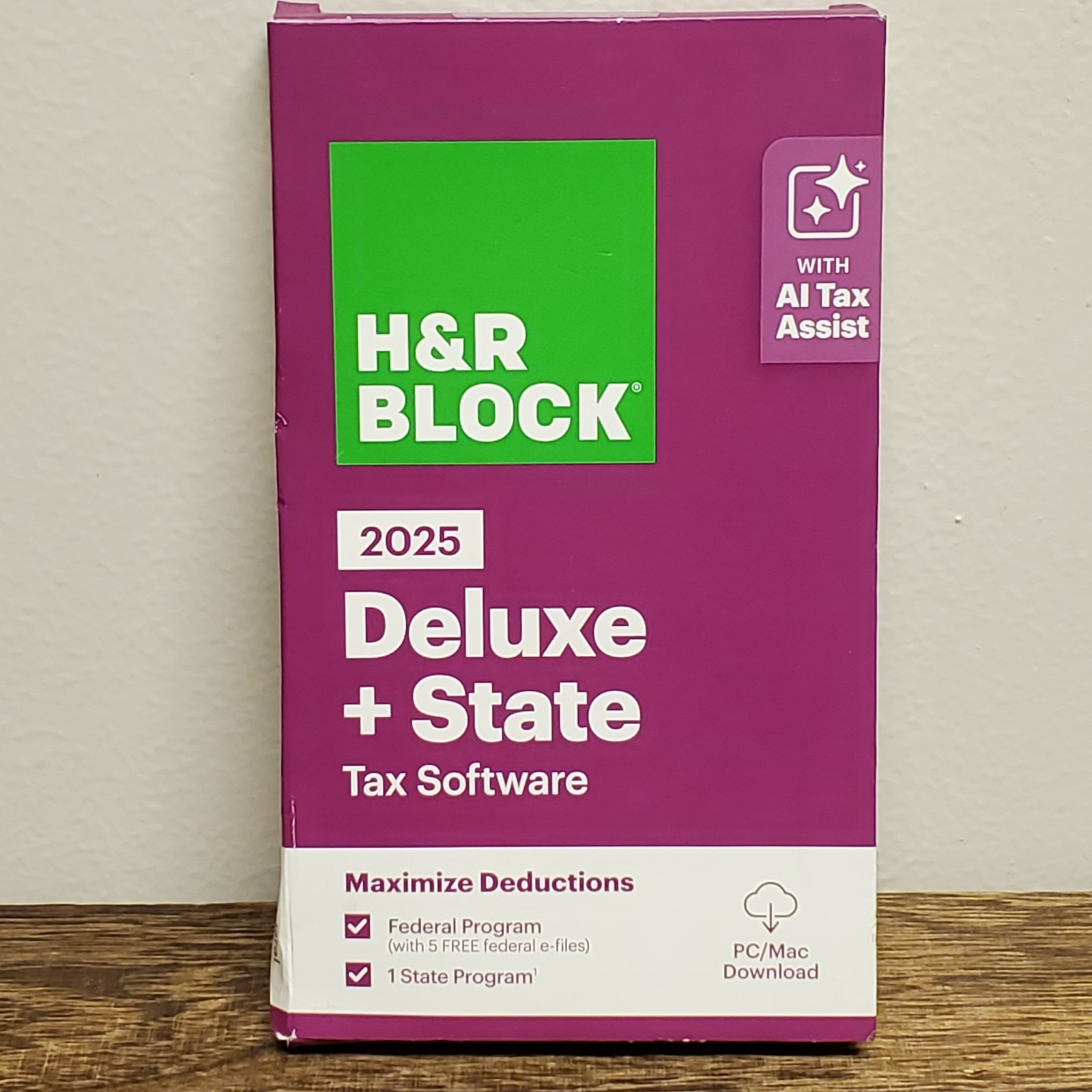 2025 H & R Block Deluxe + State Tax Deductions Software Key Card Download