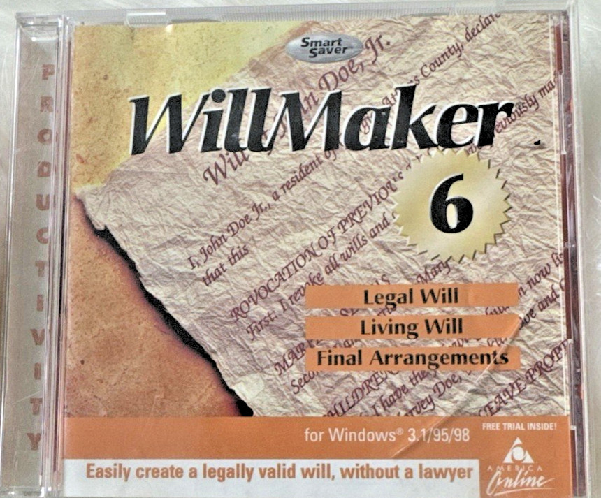 New Nib Vintage Will Maker 6 Free Cd Inside Nolo’s Living Trust Maker