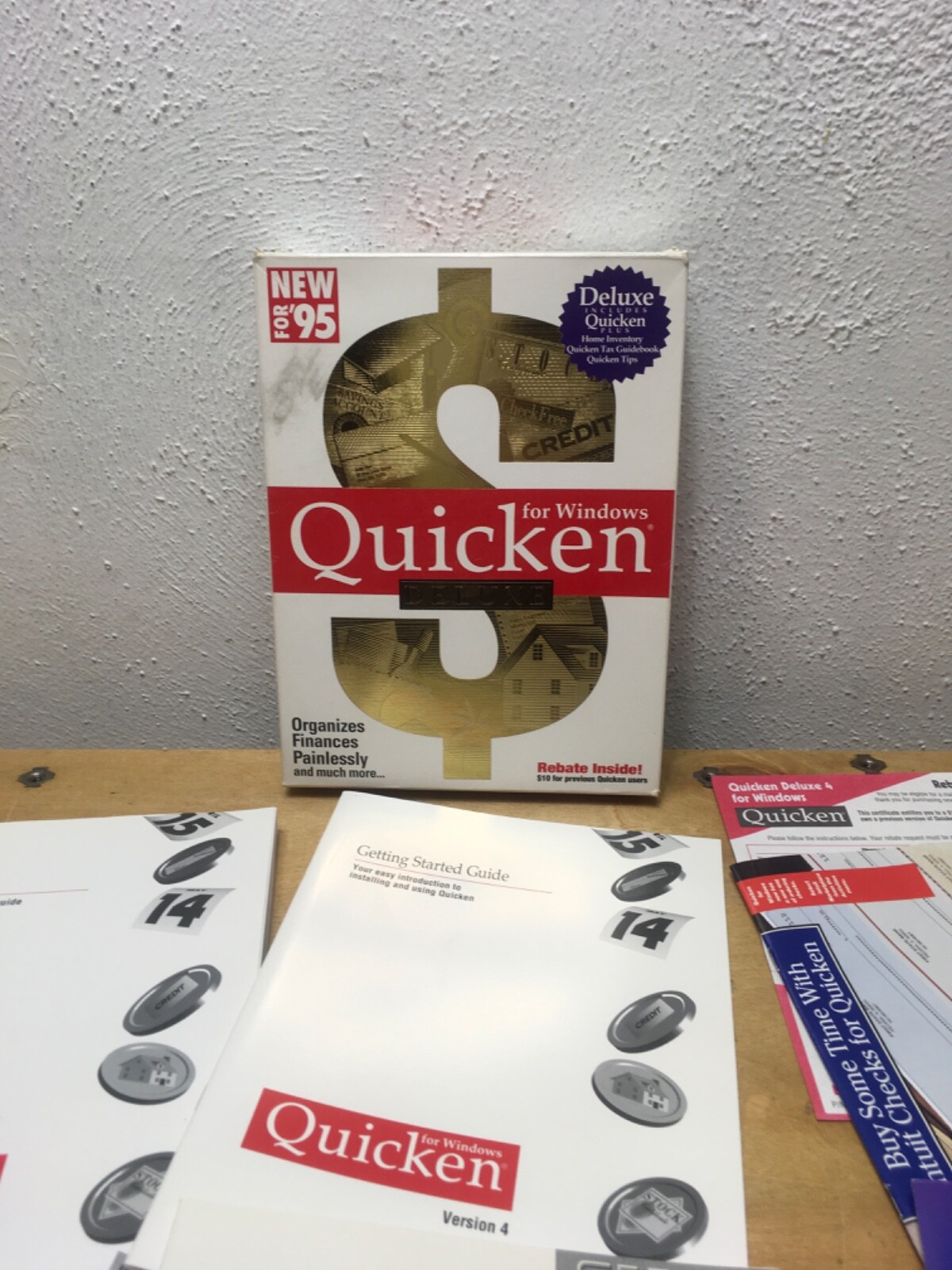 Quicken for windows Version 4 New for 95/3.5″ Floppy Big Box Software Intuit #20