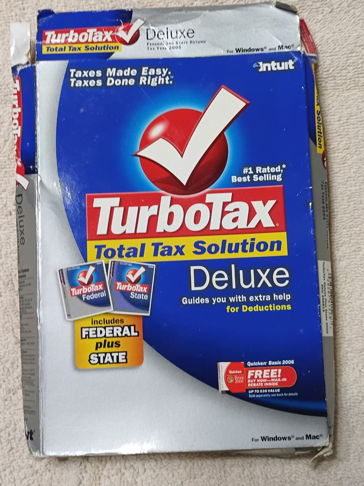Intuit TurboTax Deluxe Federal and State – Tax Year 2005 – Fast Shipping