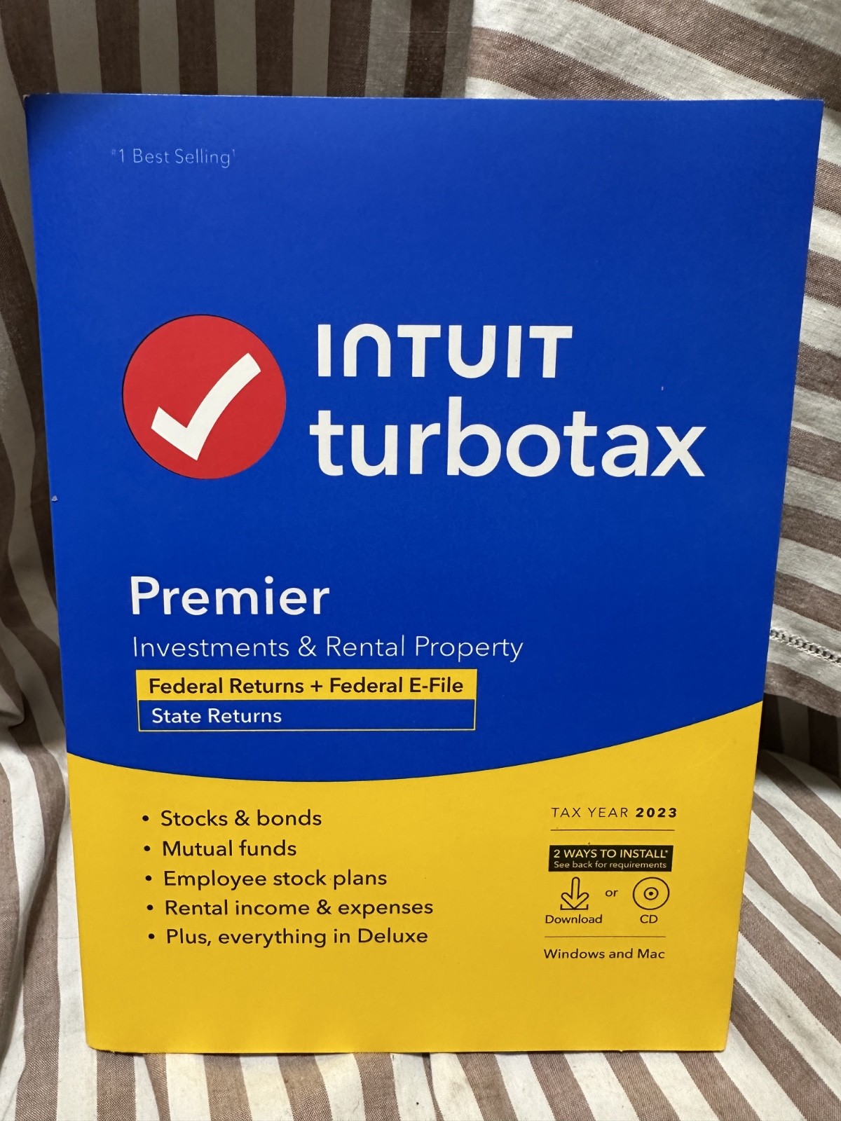 NEW TurboTax Premier 2023 Federal + E-file + State CD Physical Disc Windows Mac