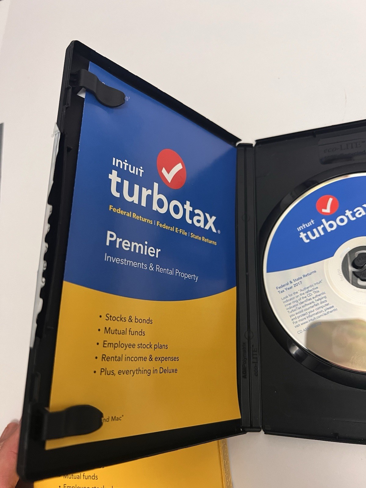 2017 Intuit TurboTax Premier Investments Rental Property Tax CD Windows PC & Mac