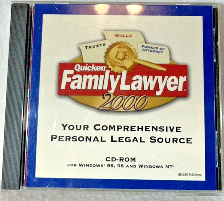 Quicken Family Lawyer 2000 – CD Rom – Comprehensive Personal Legal Sources