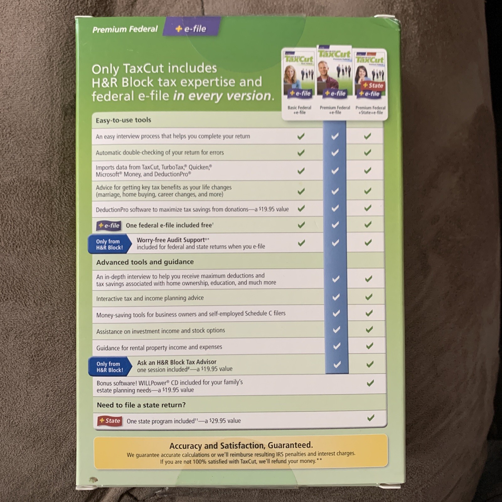 H & R Block 2008 Tax Cut premium Federal software CD new In Sealed box