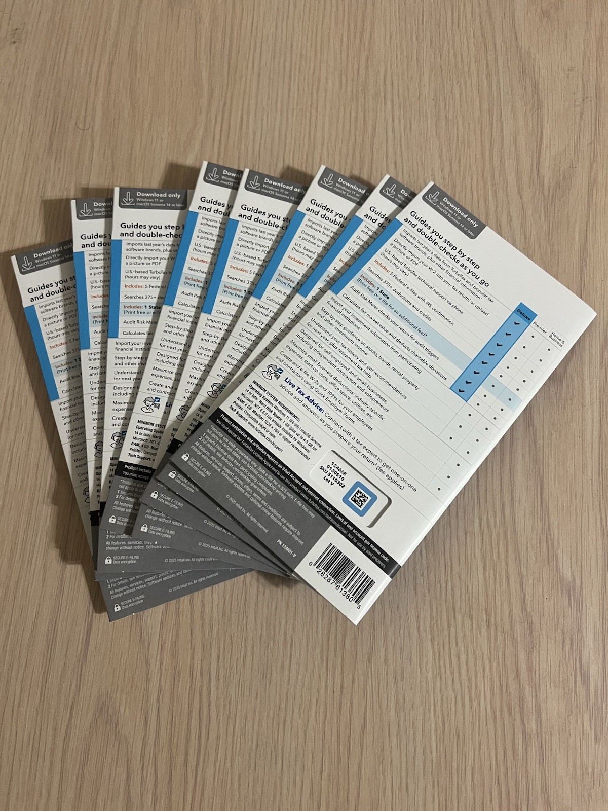 LOT of 8 Intuit Turbotax Deluxe 2025 Federal & State , New Sealed Digital Key