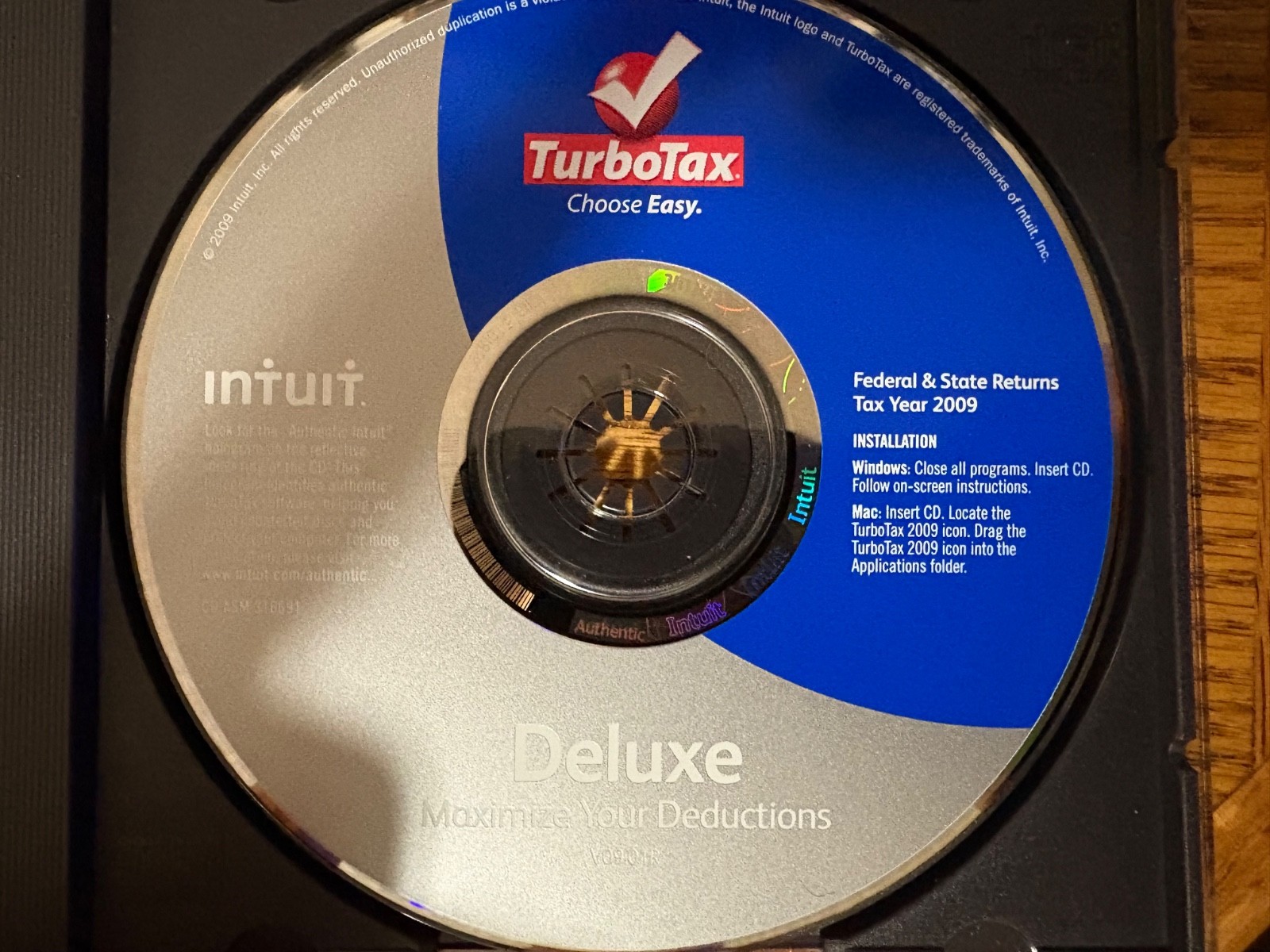 Intuit Turbotax Deluxe 2009 Software in Jewel Case