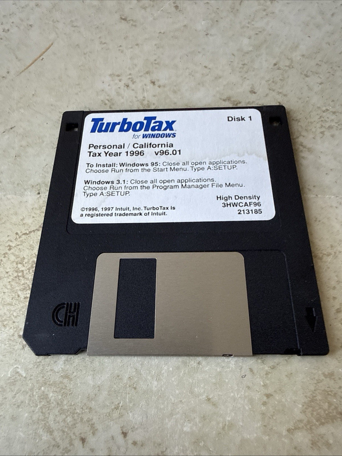 [Disk 1] TurboTax For Windows Personal/California Tax Year 1996 v96.01