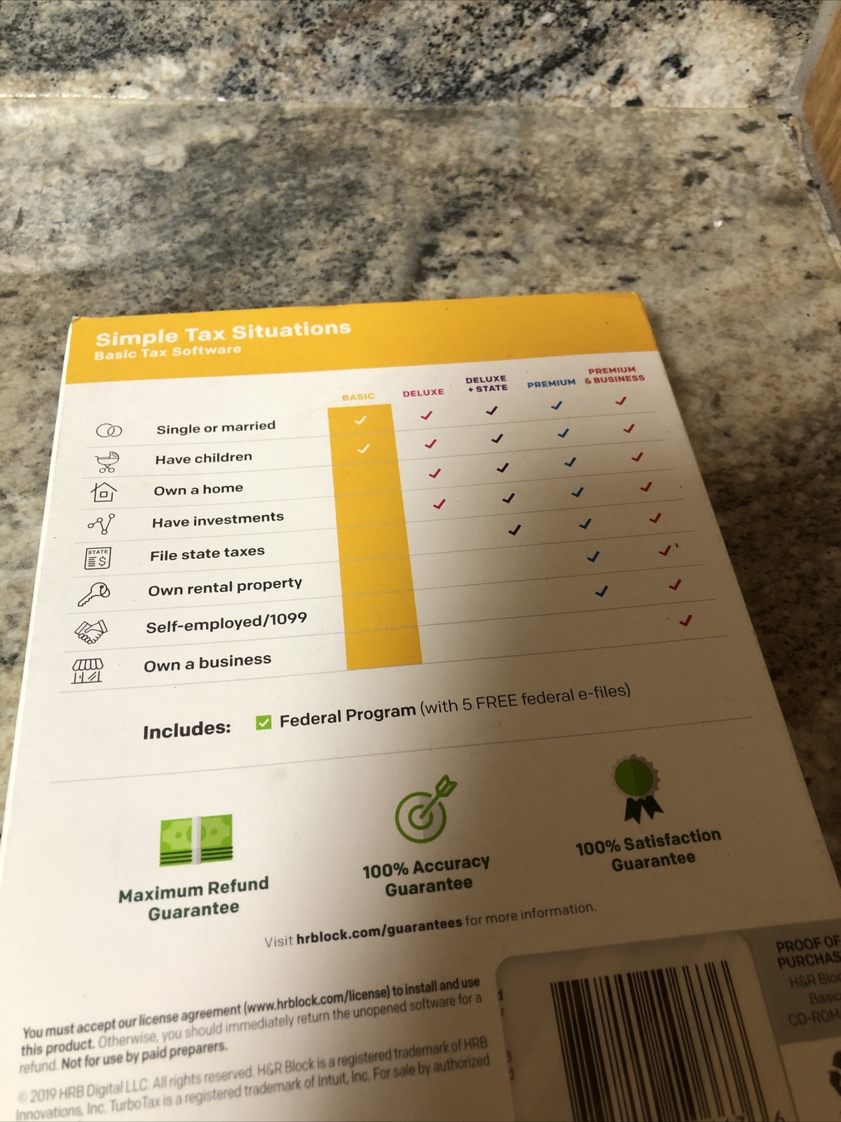 New 2019 H & R Block Simple Tax Situations Basic Tax Software Windows Mac
