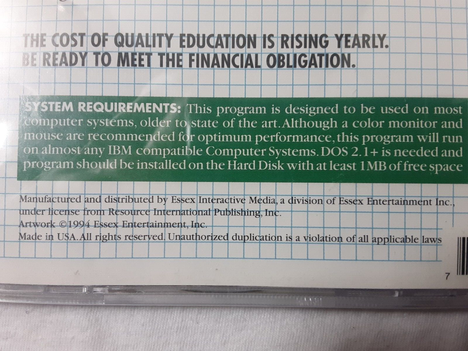 retro 1994 CD-Rom – Planning for College Tuition – Safeguard Your Child’s Future