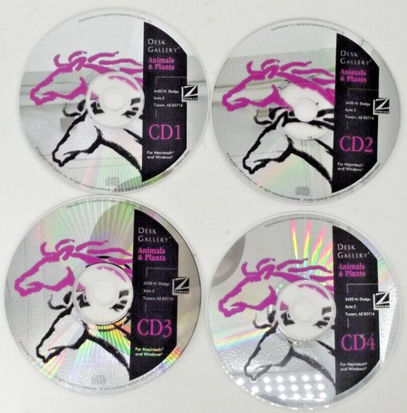 Zedcor Desk Gallery Animals & Plants Clip Art Stock 4 CD-ROM 1994 Mac Windows
