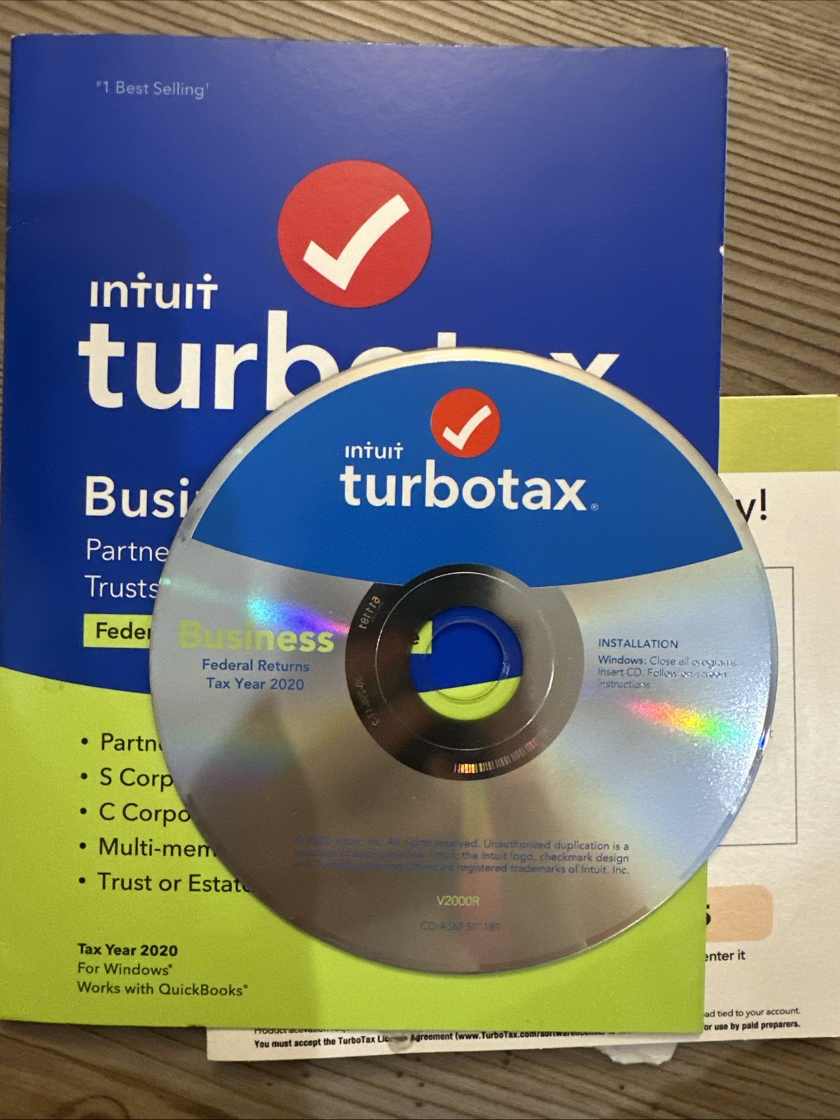 2020 TURBOTAX BUSINESS CD for CORPORATION ESTATE TRUST PARTNERSHIP-USED