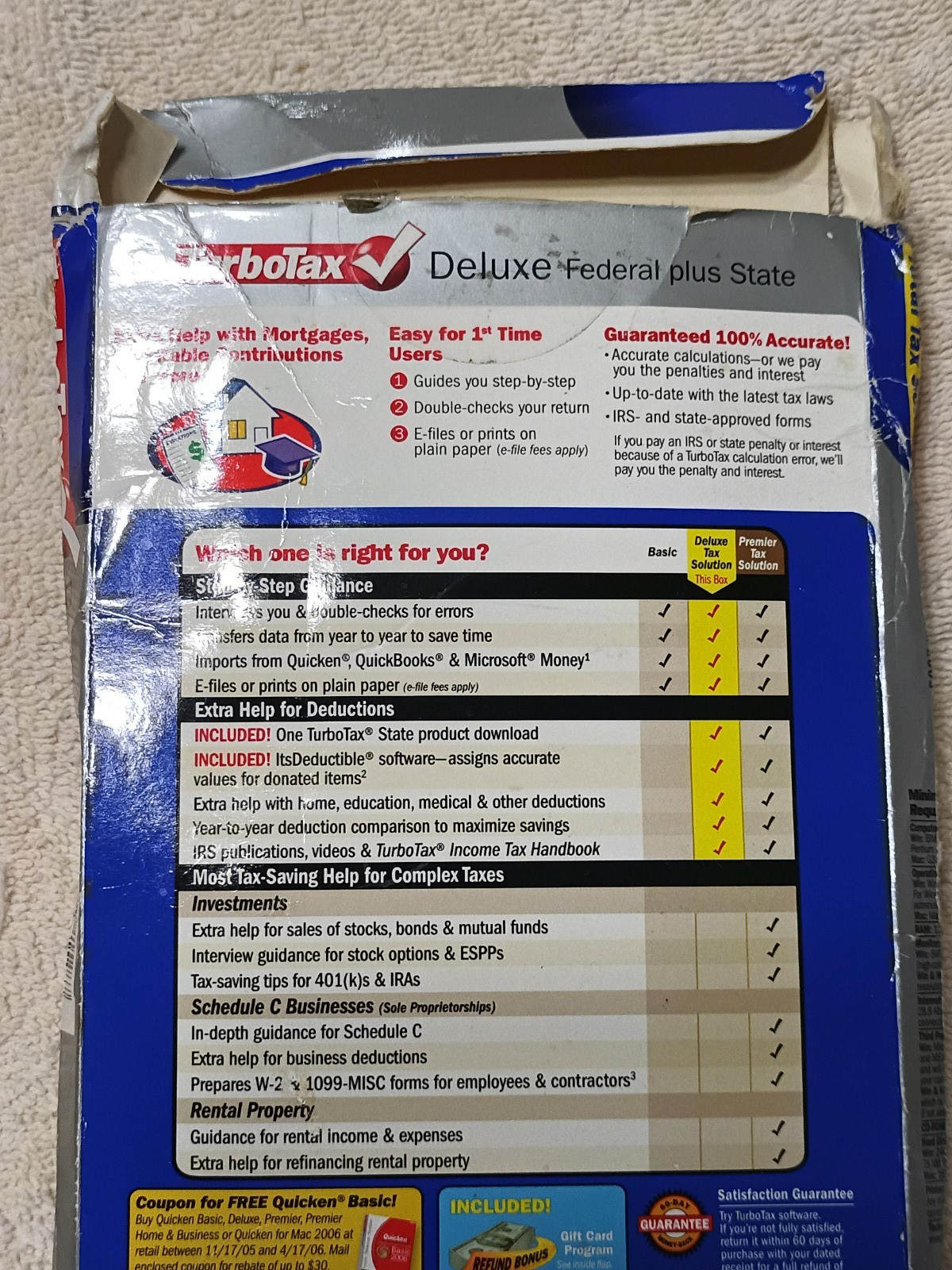 Intuit TurboTax Deluxe Federal and State – Tax Year 2005 – Fast Shipping