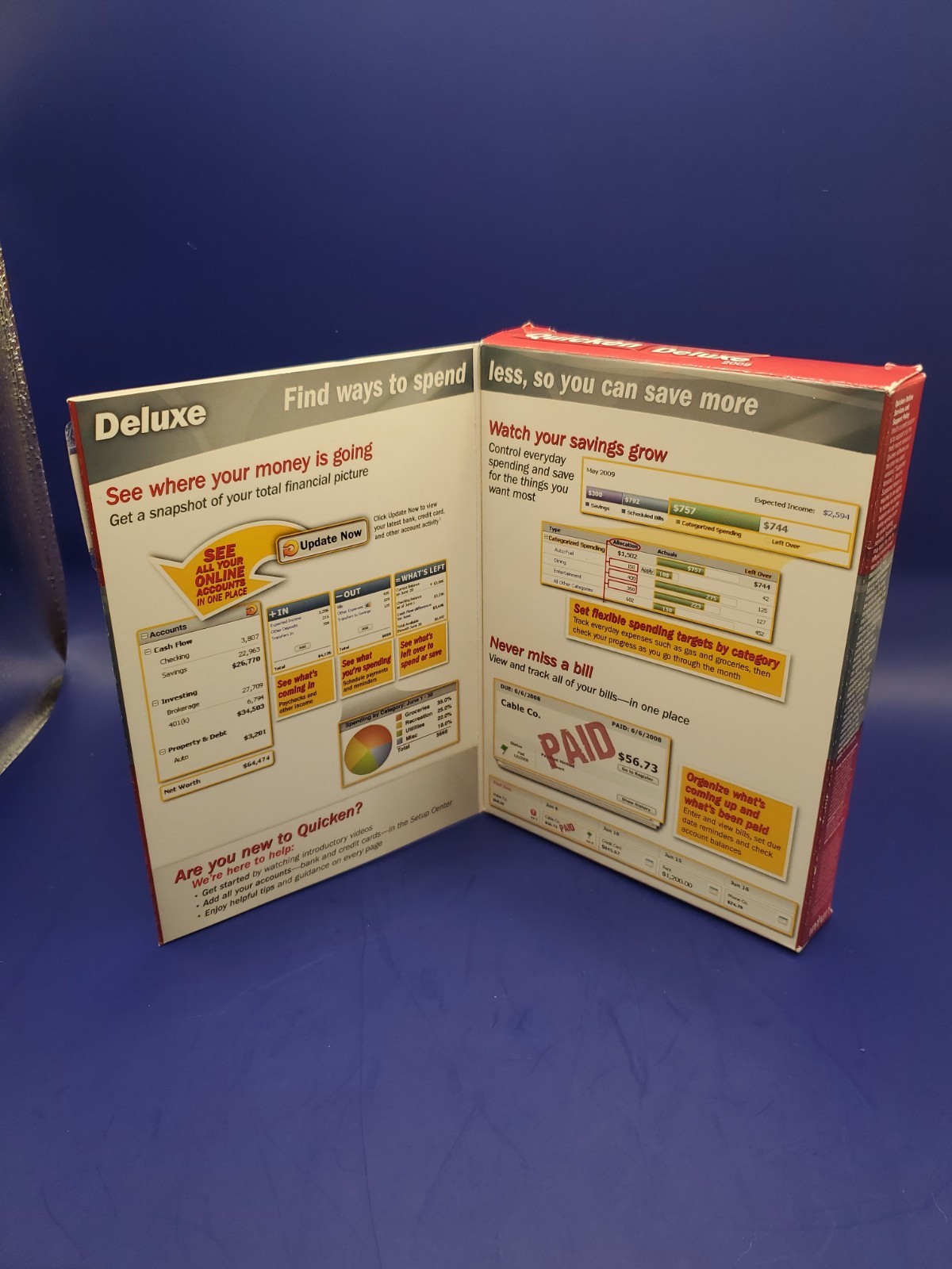 Intuit Quicken Deluxe 2009 Retail Box for Windows XP/VISTA New Sealed