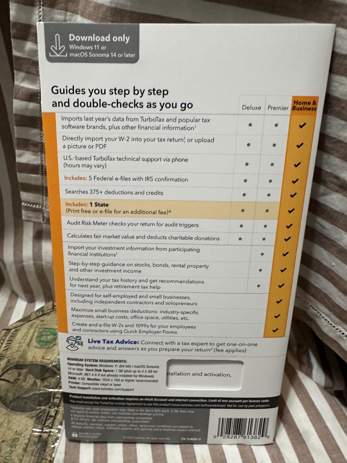 2025 TurboTax Home & Business Tax Federal/State, Physical key card New WIN / MAC