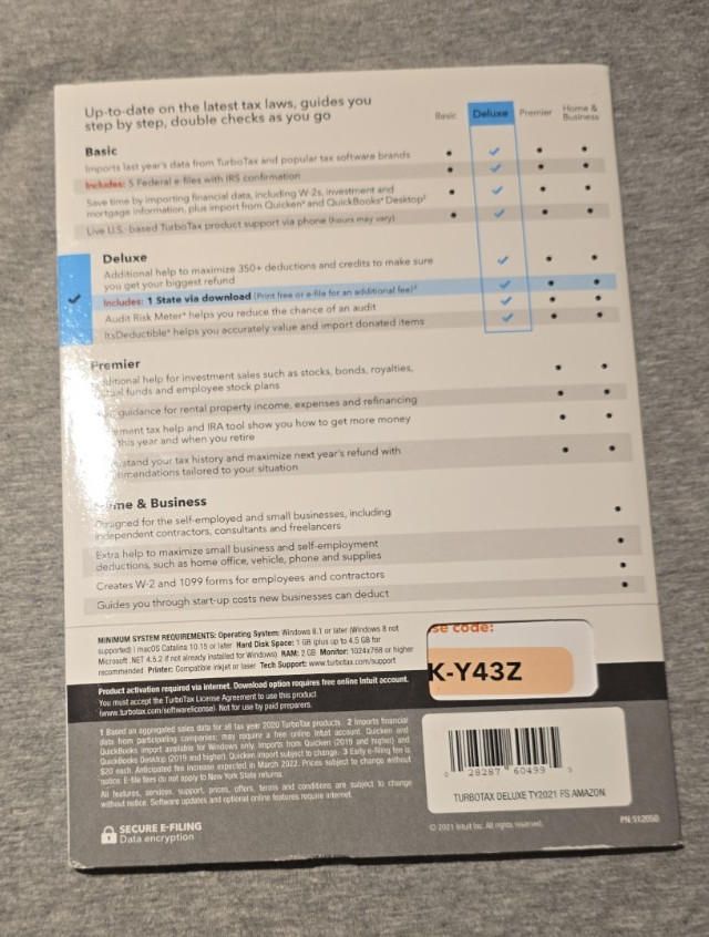 TurboTax Deluxe Tax Year 2021
