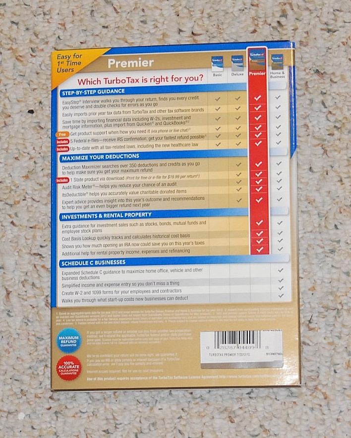 Intuit TurboTax Premier 2013, Windows and Mac