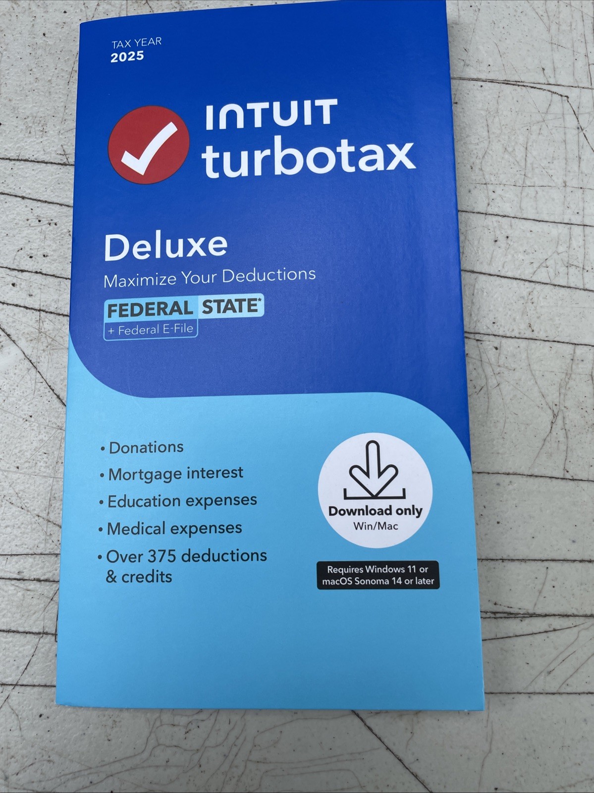 TurboTax Deluxe Desktop 2025 Federal & State Tax Return Product Key Card Desktop