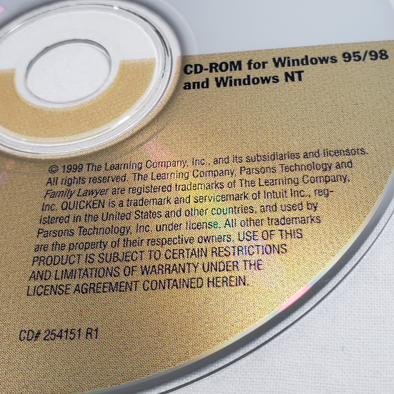 QUICKEN FAMILY LAWYER 2000 SOFTWARE CD disc only untested