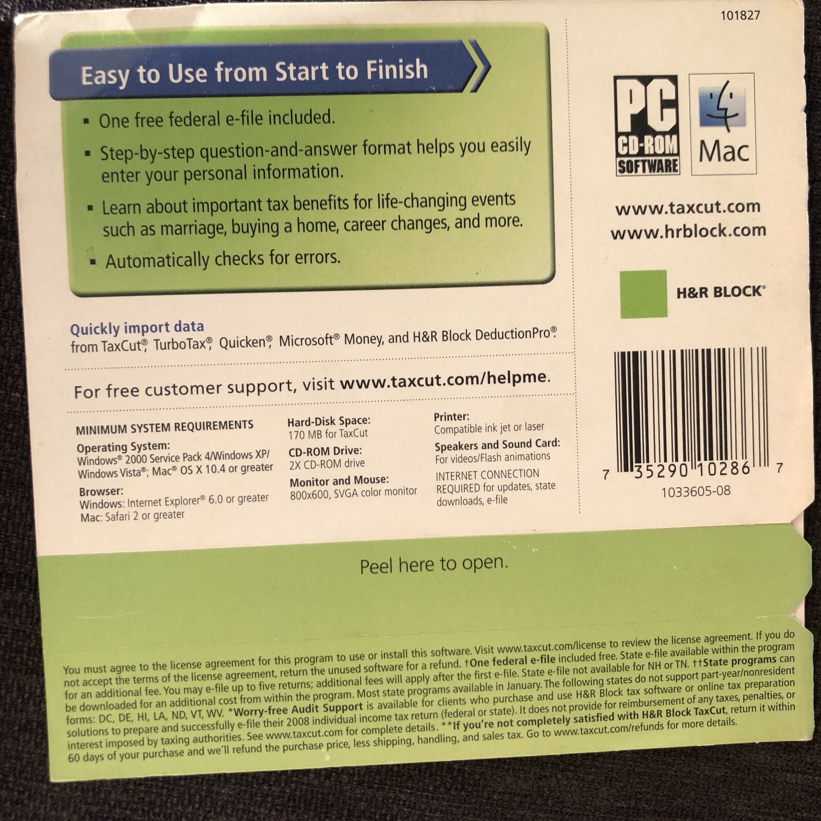 H&R BLOCK TaxCut 2008 Standard Federal + e-File Tax Software New – SEALED!