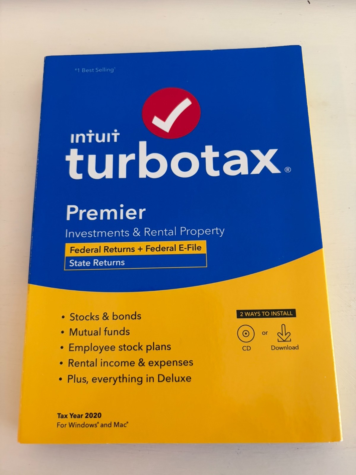 USED TurboTax Premier Federal + State 2020 CD for Windows and Mac
