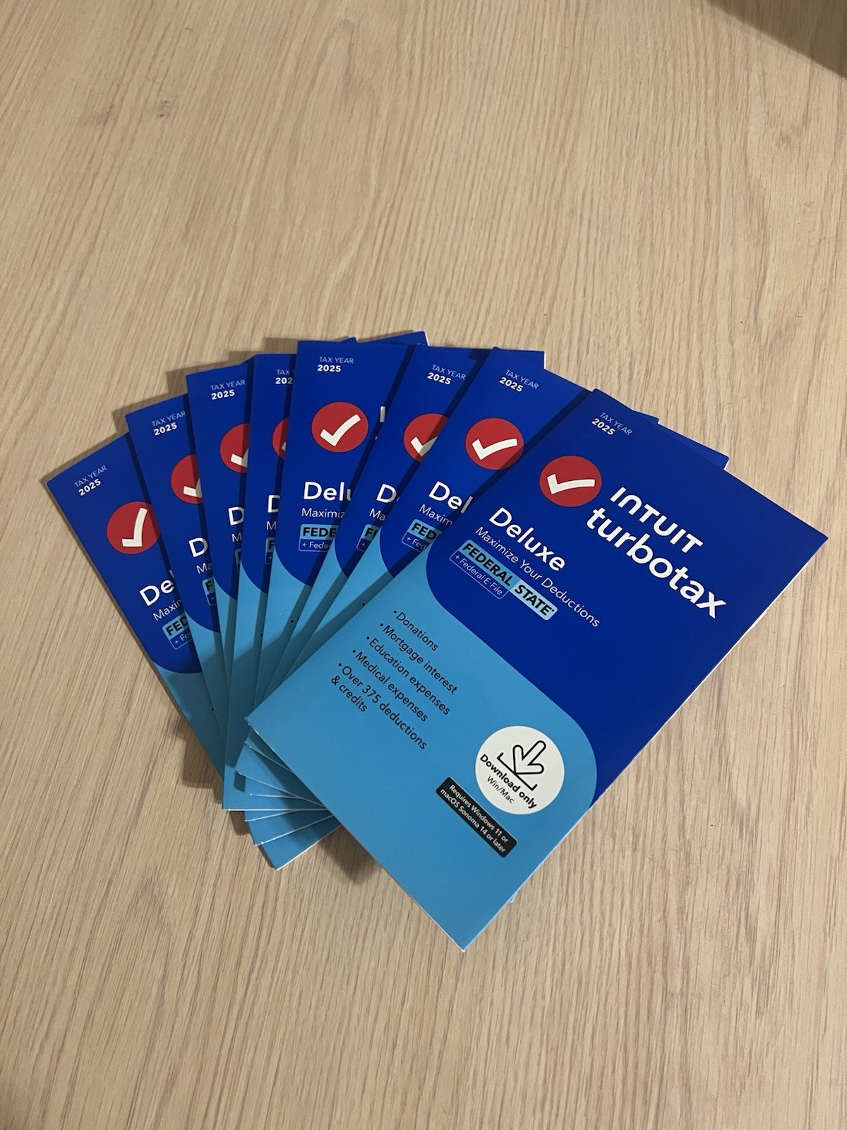 LOT of 8 Intuit Turbotax Deluxe 2025 Federal & State , New Sealed Digital Key