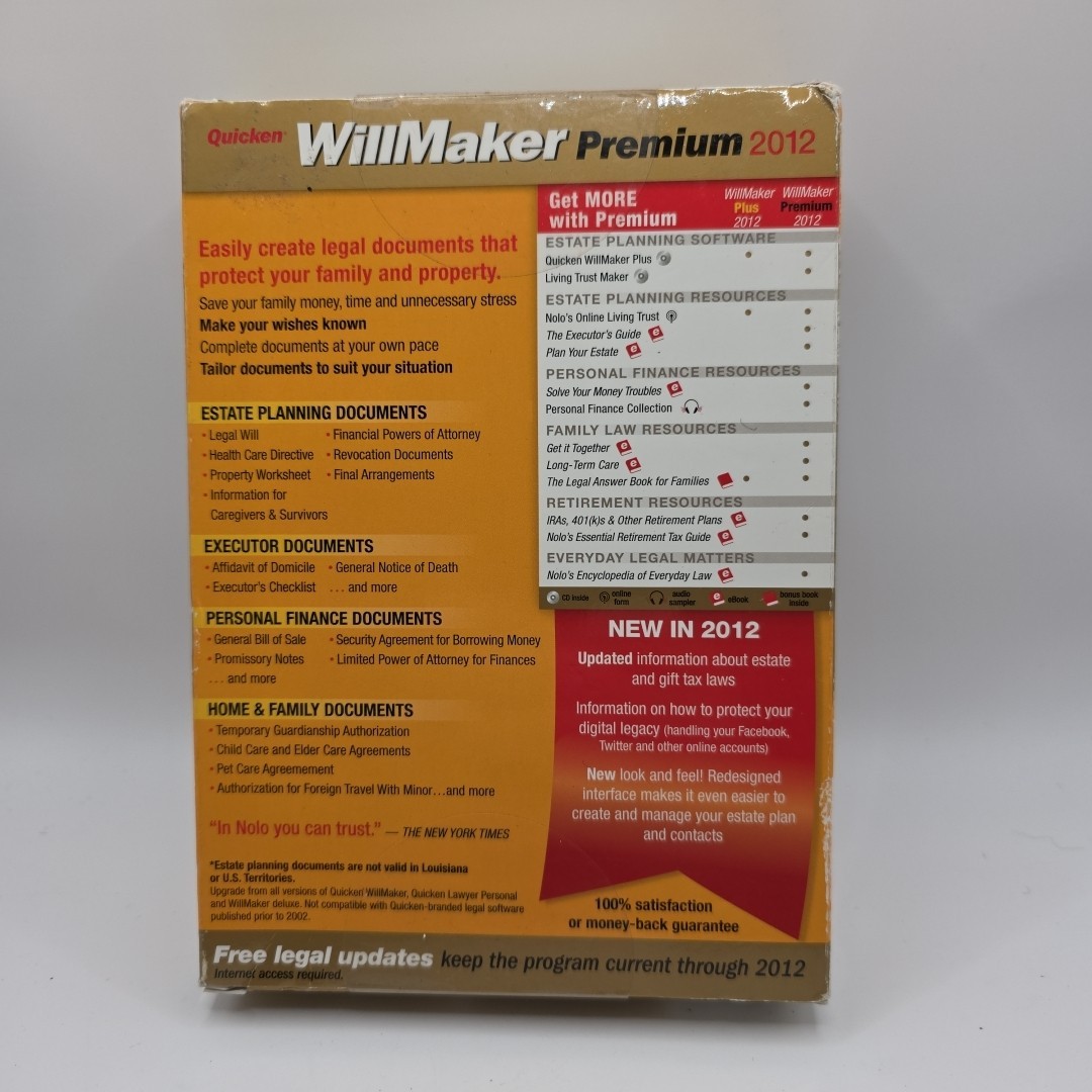 NOLO Quicken Estate Planning Software (Windows XP SP2/Vista/7) 2012