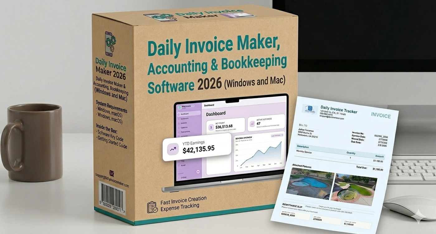 Daily Invoice Maker, Accounting & Bookkeeping Software 2026 (Windows and Mac)