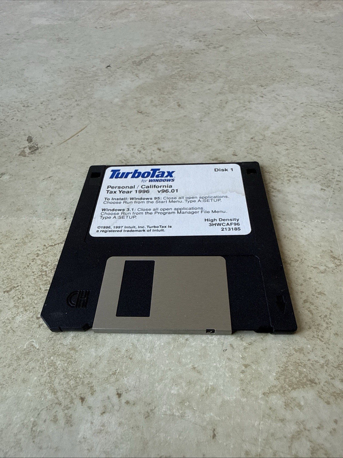 [Disk 1] TurboTax For Windows Personal/California Tax Year 1996 v96.01