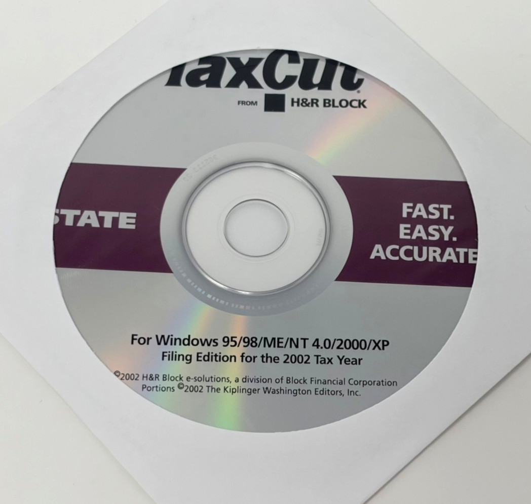 TaxCut from H&R Block State Federal 2002 Tax Year Windows Software CD Disc Only