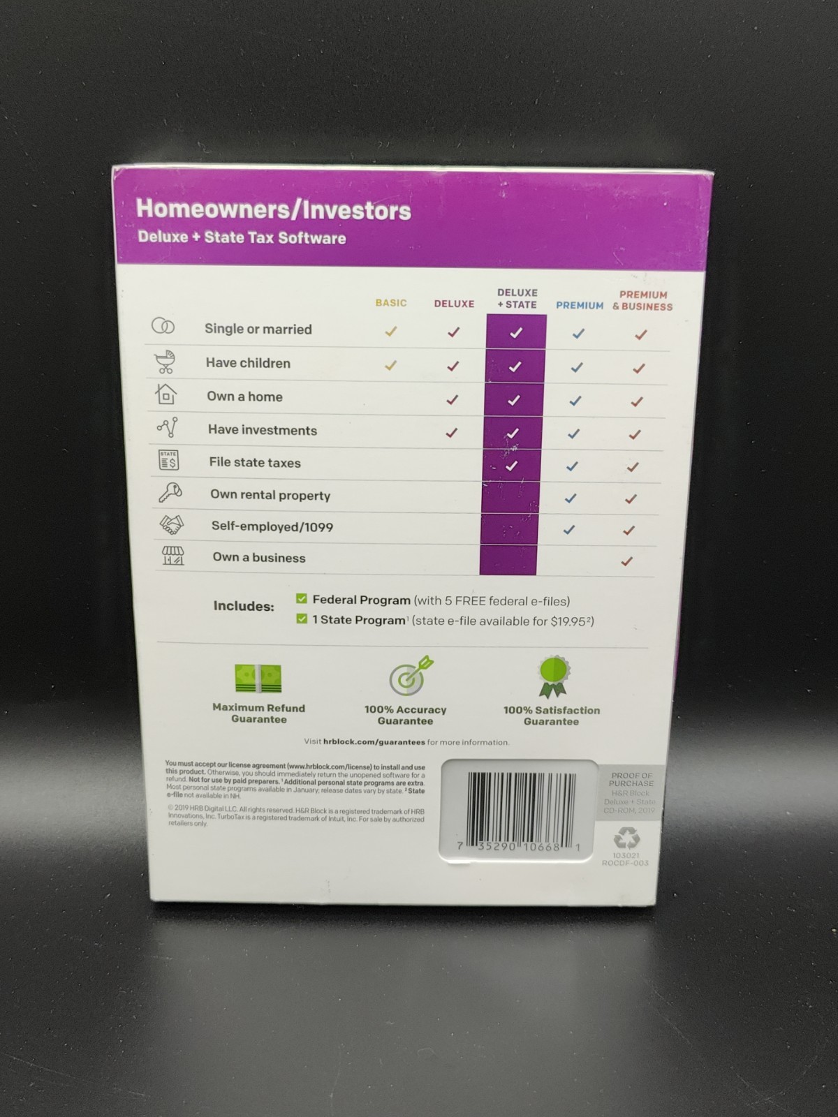 H&R Block 1336600-19 Deluxe State 2019 Tax Software – Brand New