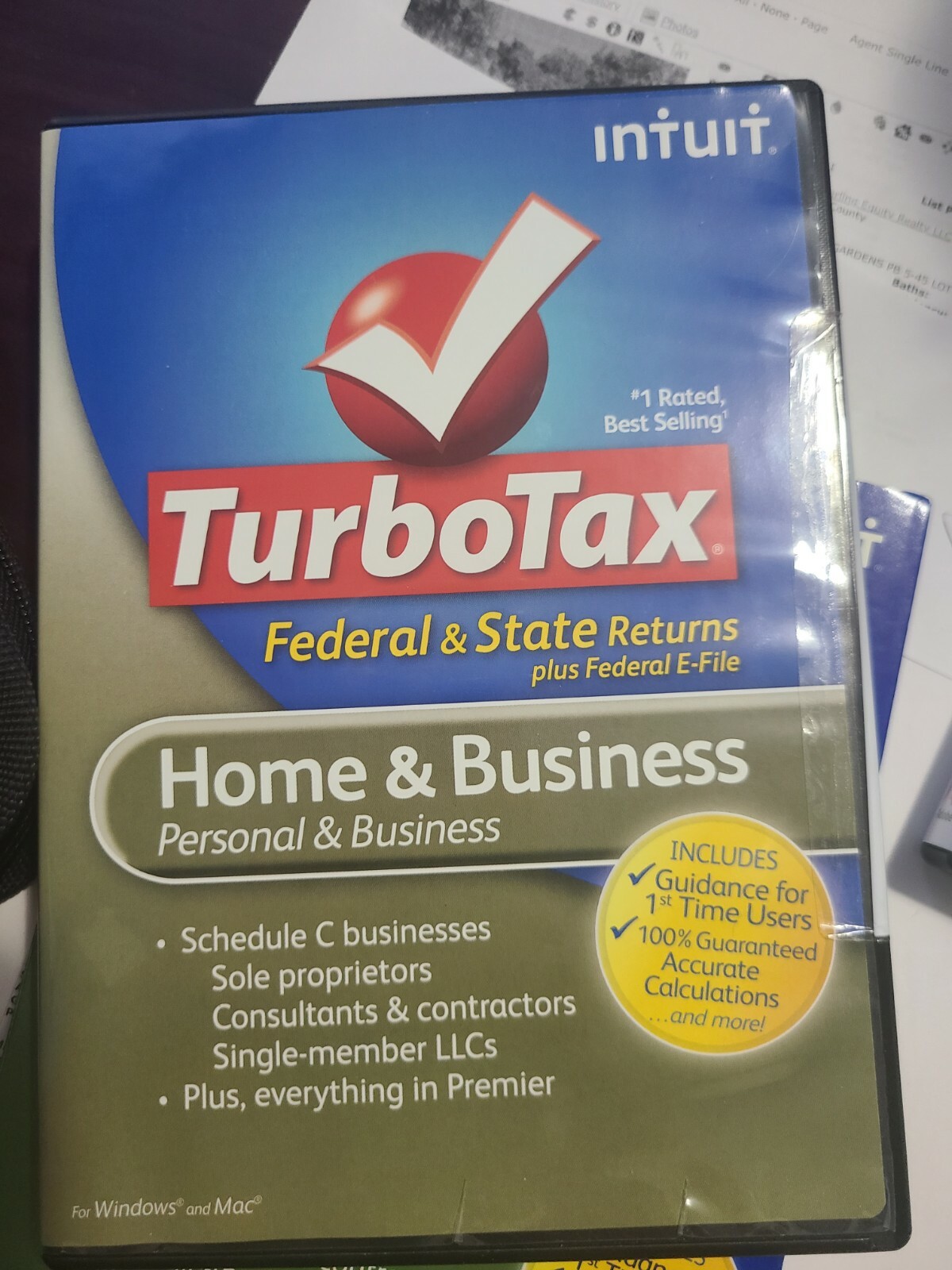 2012 Intuit TurboTax Home & Business Schedule C Federal+State CD