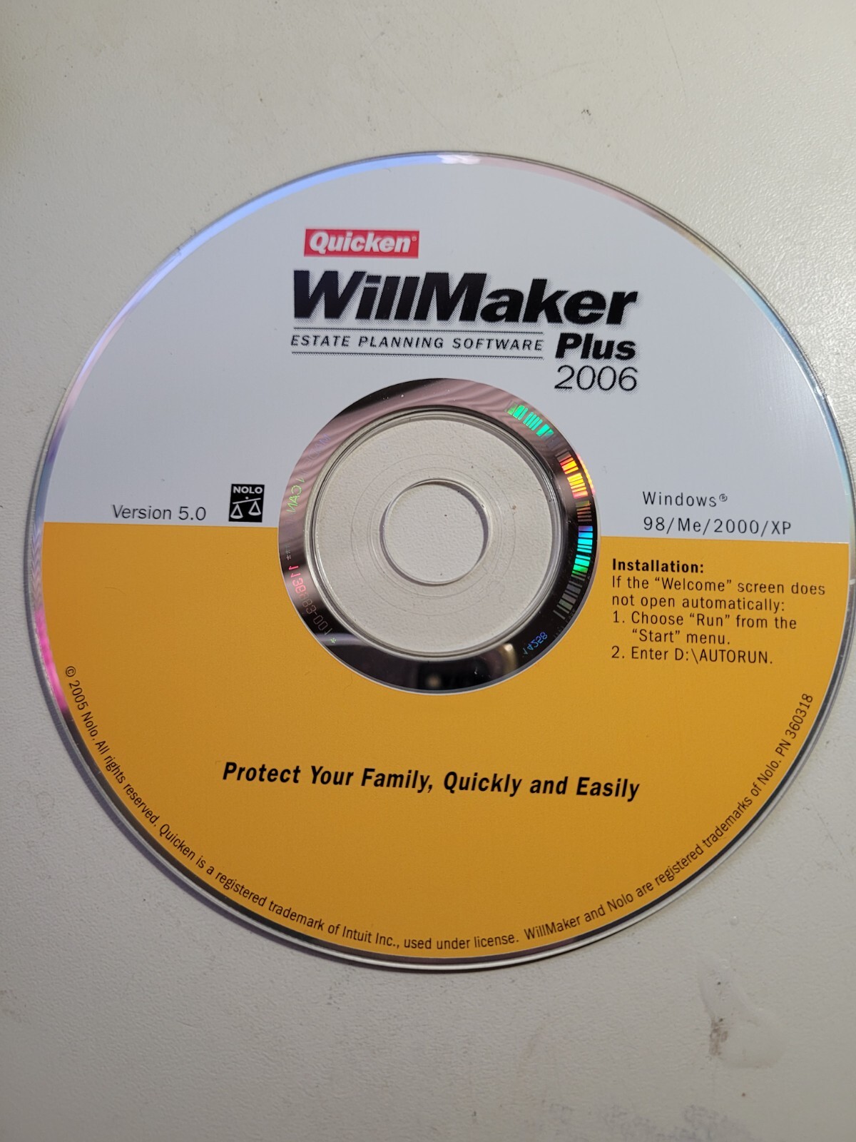 Quicken WillMaker Plus 2006 CD ROM Estate Planning Software-98/Me/2000/XP-Intuit