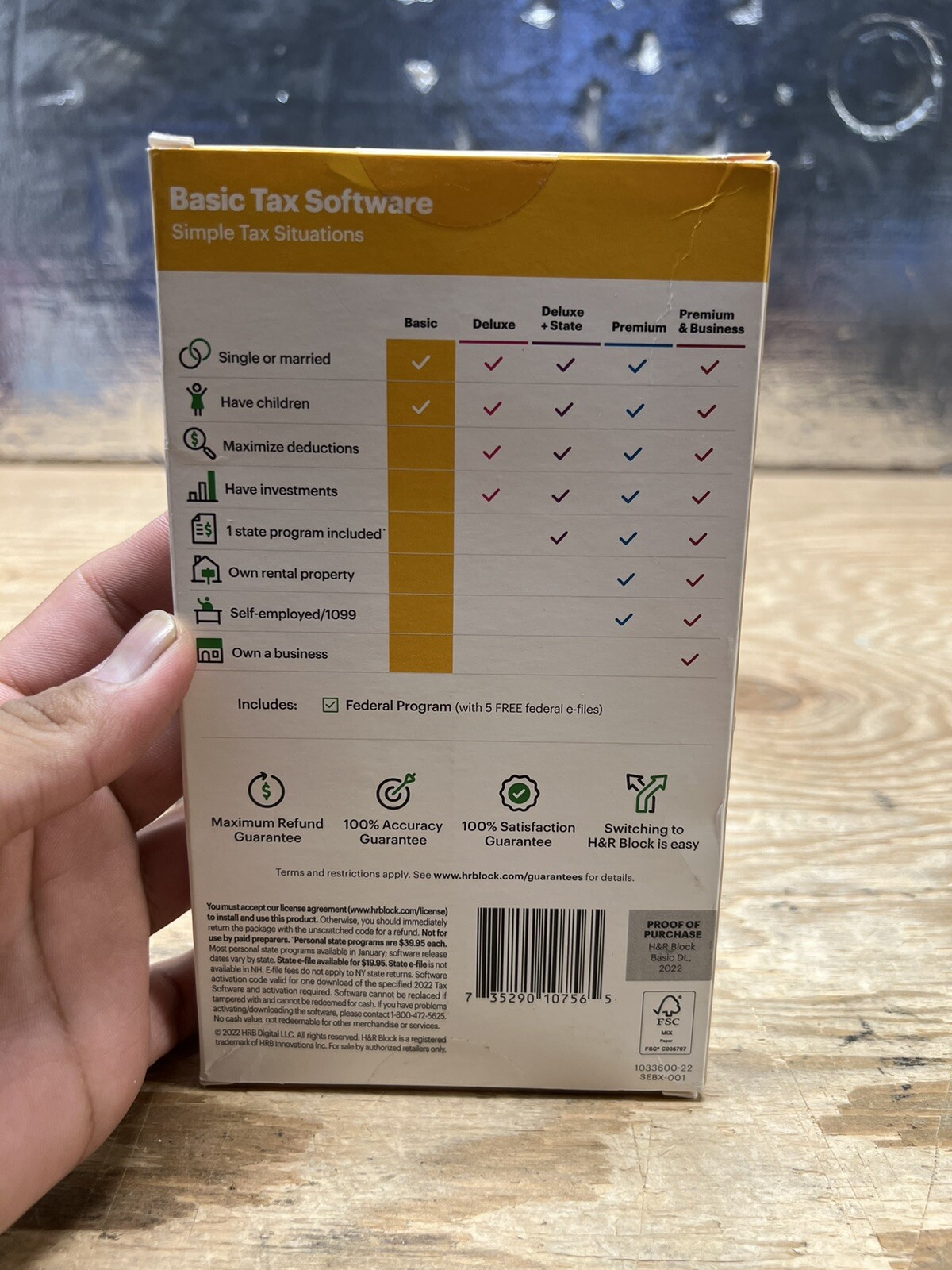 SEALED DOWNLOAD H&R BLOCK BASIC SIMPLE TAX SITUATIONS 2022 E-FILE WIN + MAC