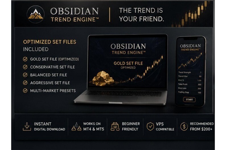 OBSIDIAN TREND Engine™ | No Martingale Forex EA for MT4 | Auto Trend System