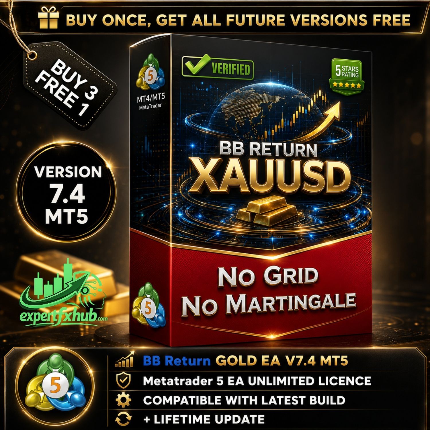 v7.4 BB Return EA Gold MT5 metatrader algo trading robot scalping ftmo