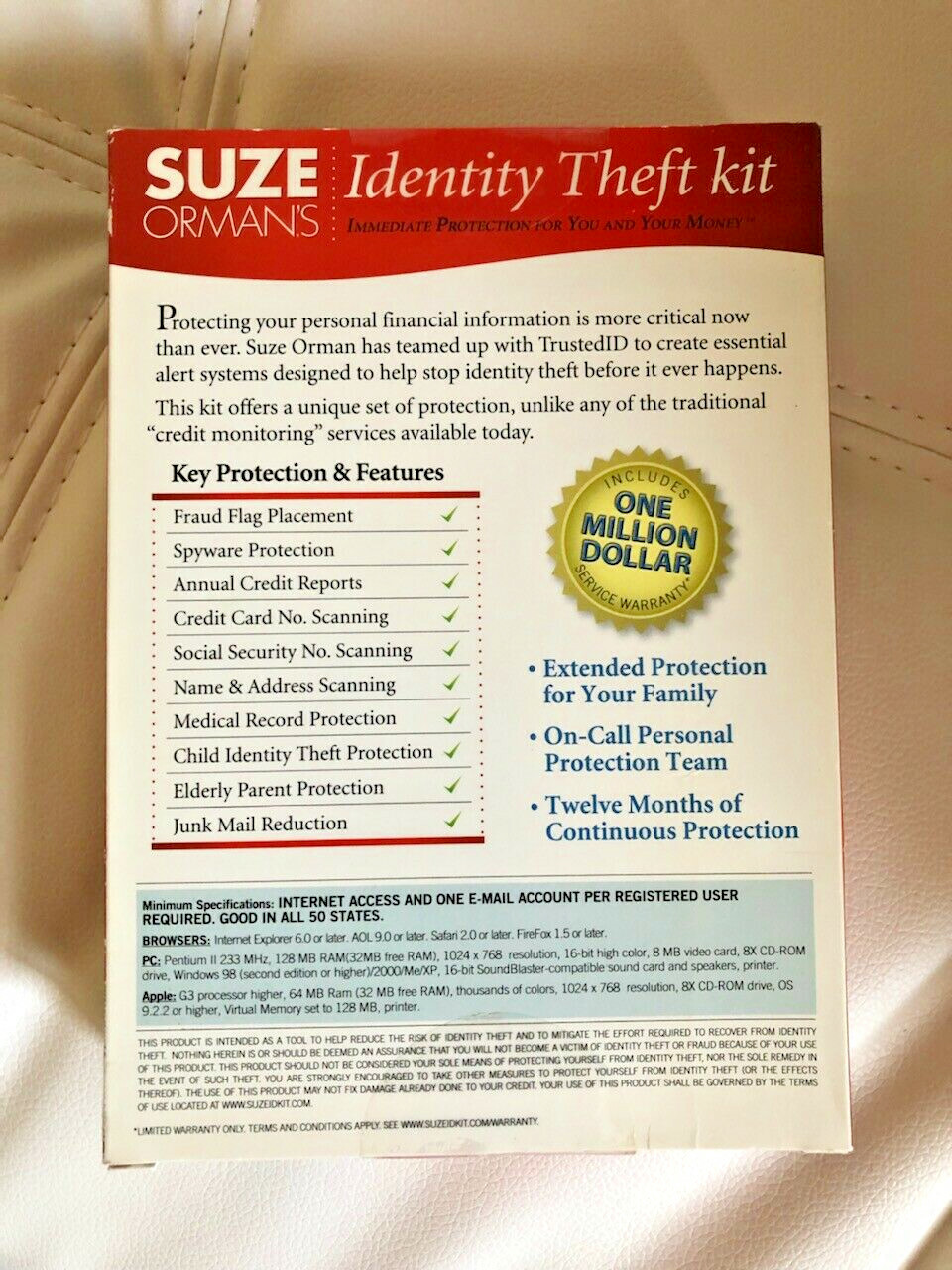 Suze Orman’s Stop Identity Theft Now Identity Theft Kit CD-ROM NEW SEALED