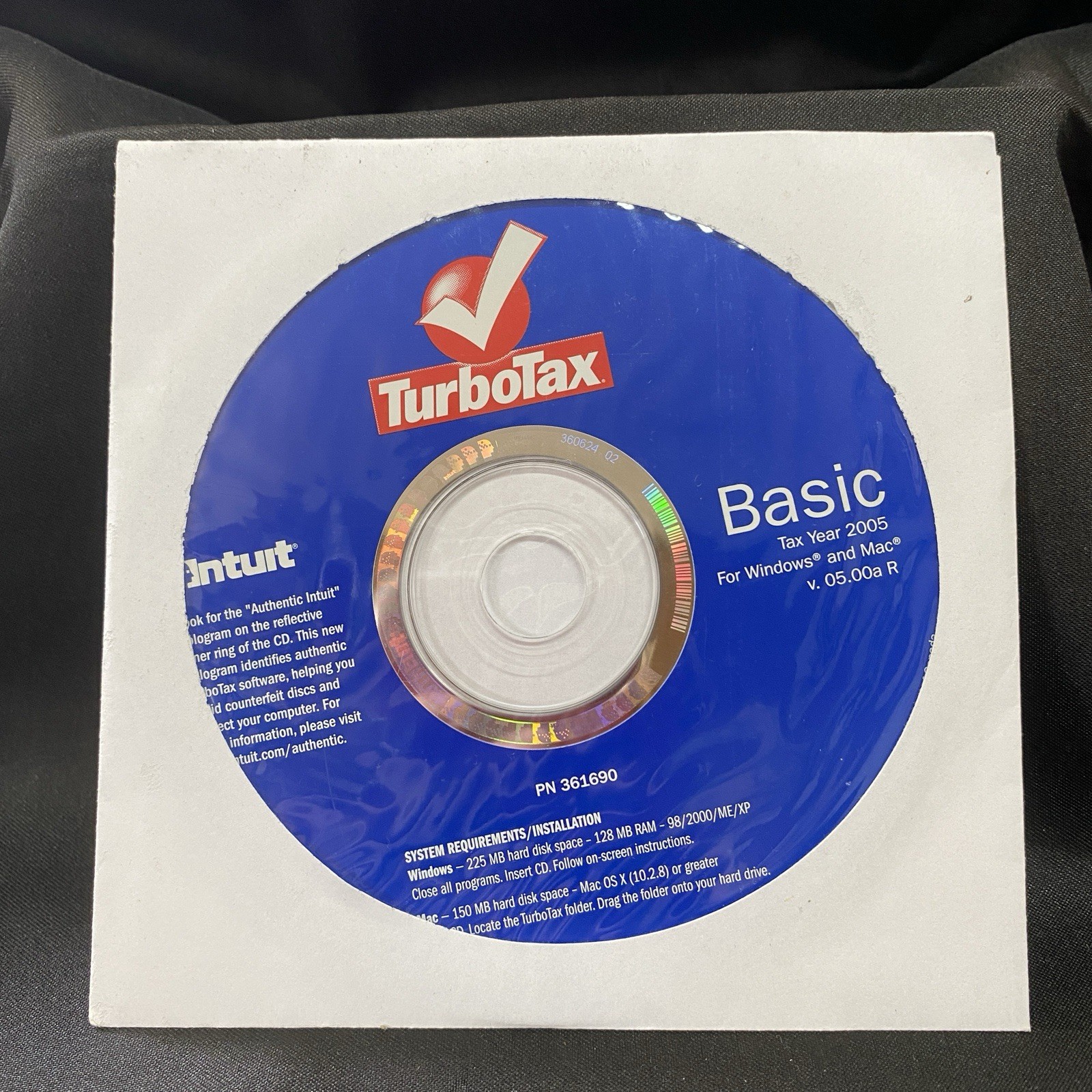 Vintage Intuit TurboTax Basic Tax Year 2005 For Windows & MAC Factory Sealed