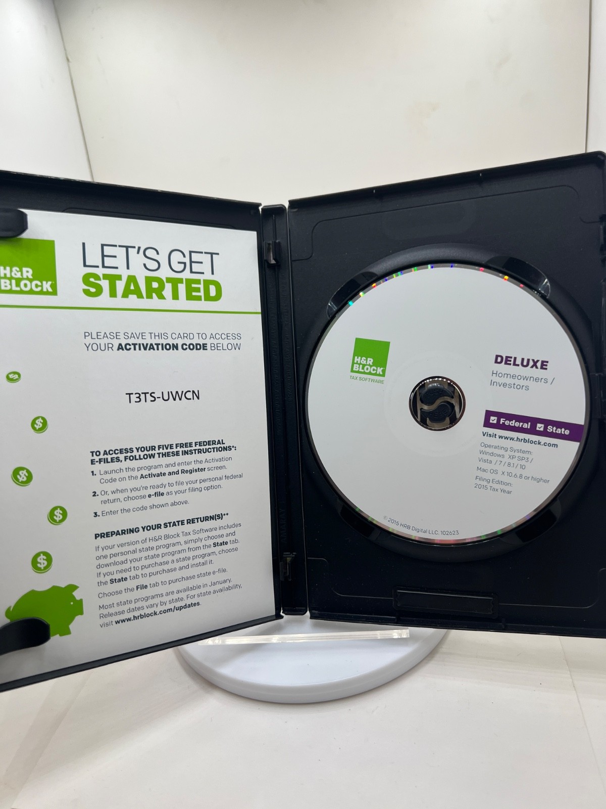 GENUINE 2015 H & R Block Deluxe Tax Software Homeowners/Investors Federal State