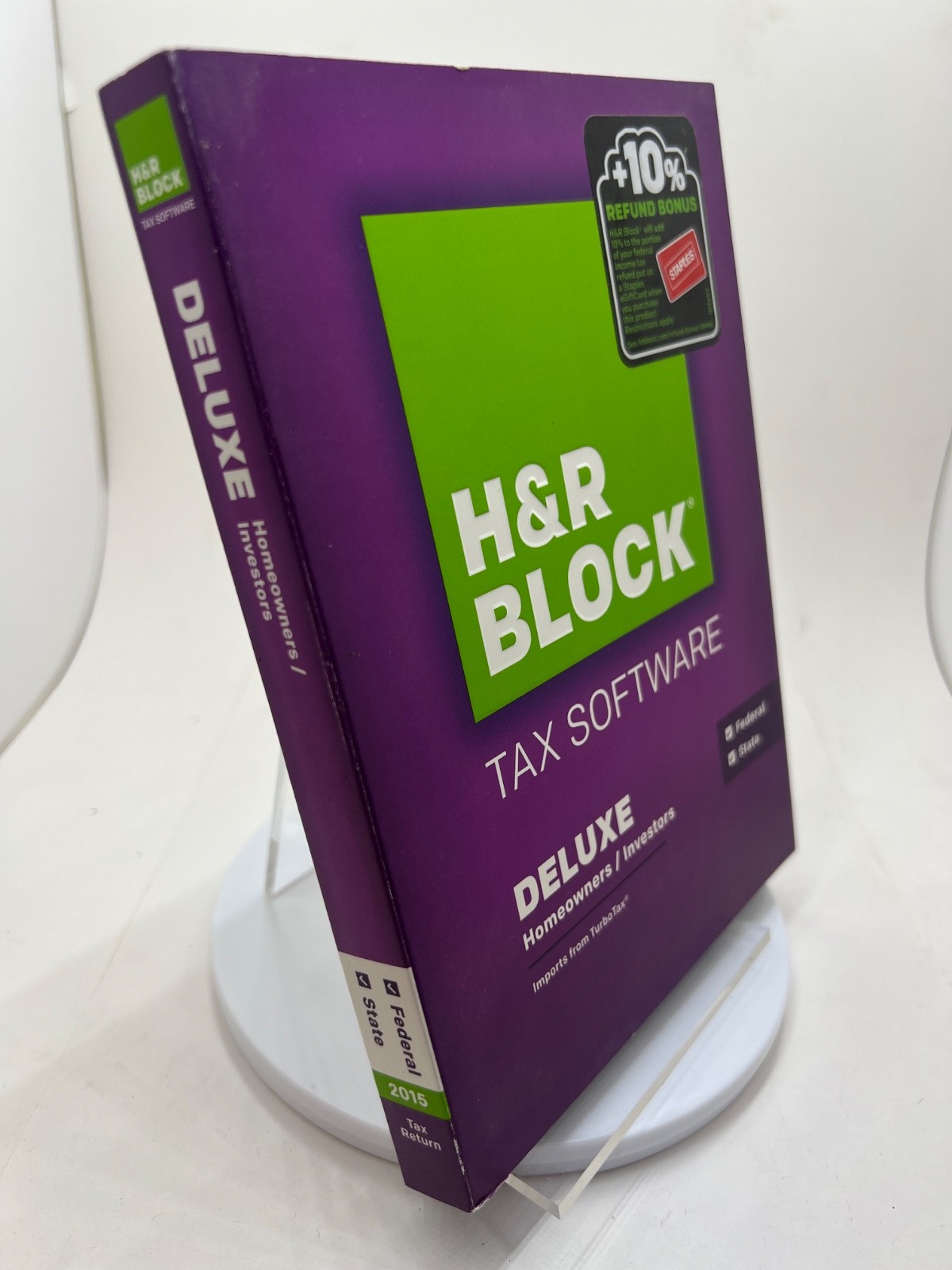 GENUINE 2015 H & R Block Deluxe Tax Software Homeowners/Investors Federal State