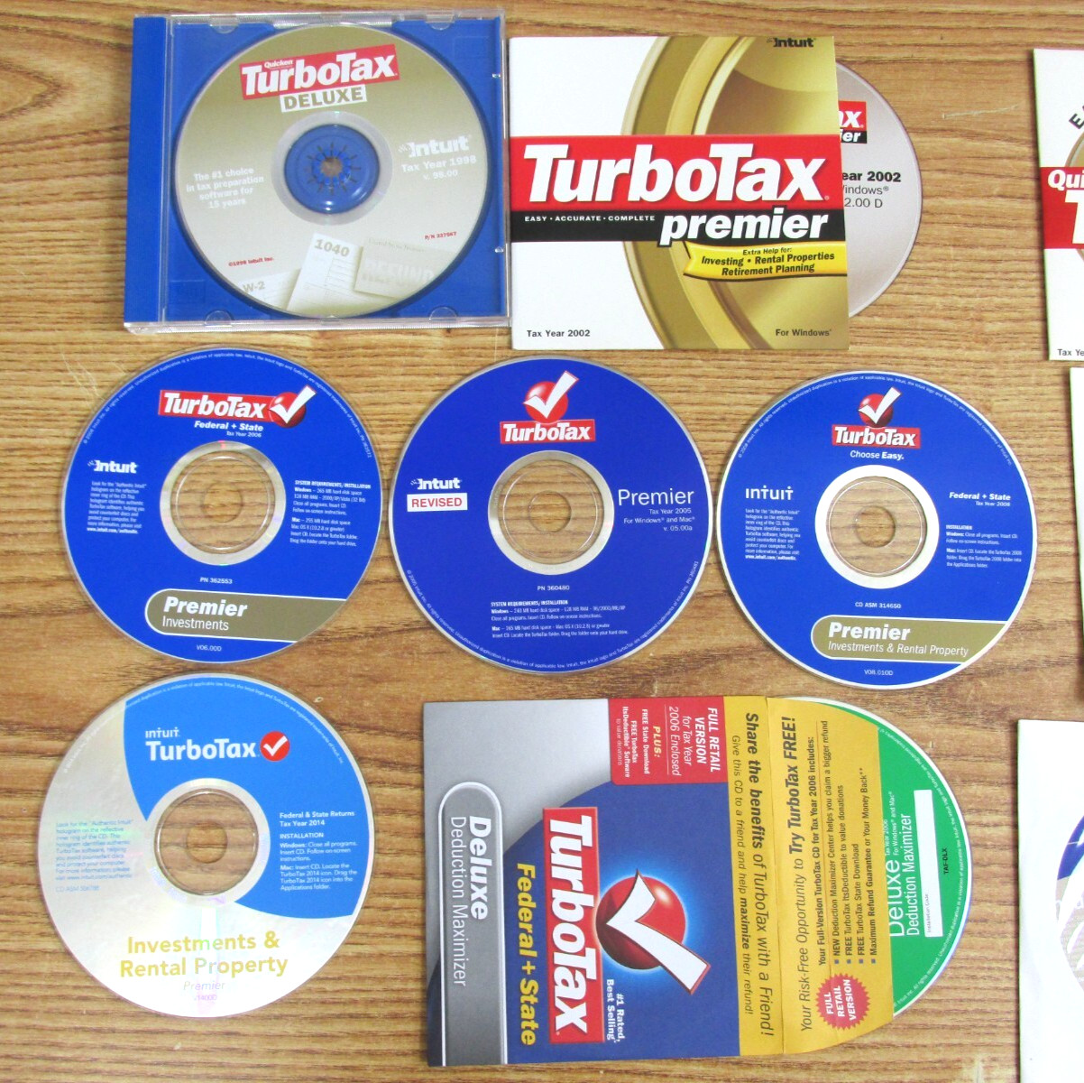 TURBOTAX DISC LOT OF 19 DISCS TOTAL / FROM LATE 1990’S ON UP / VARIETY OF YEARS