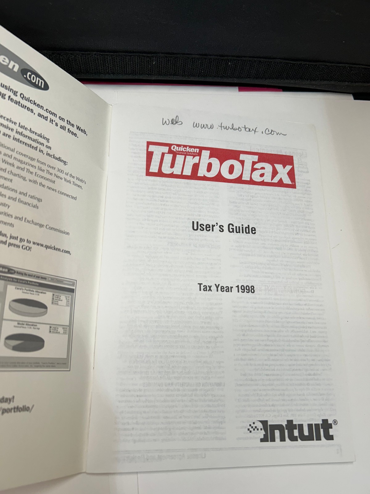 Quicken Turbo Tax Vintage 1998 Guide Only 53 Pages