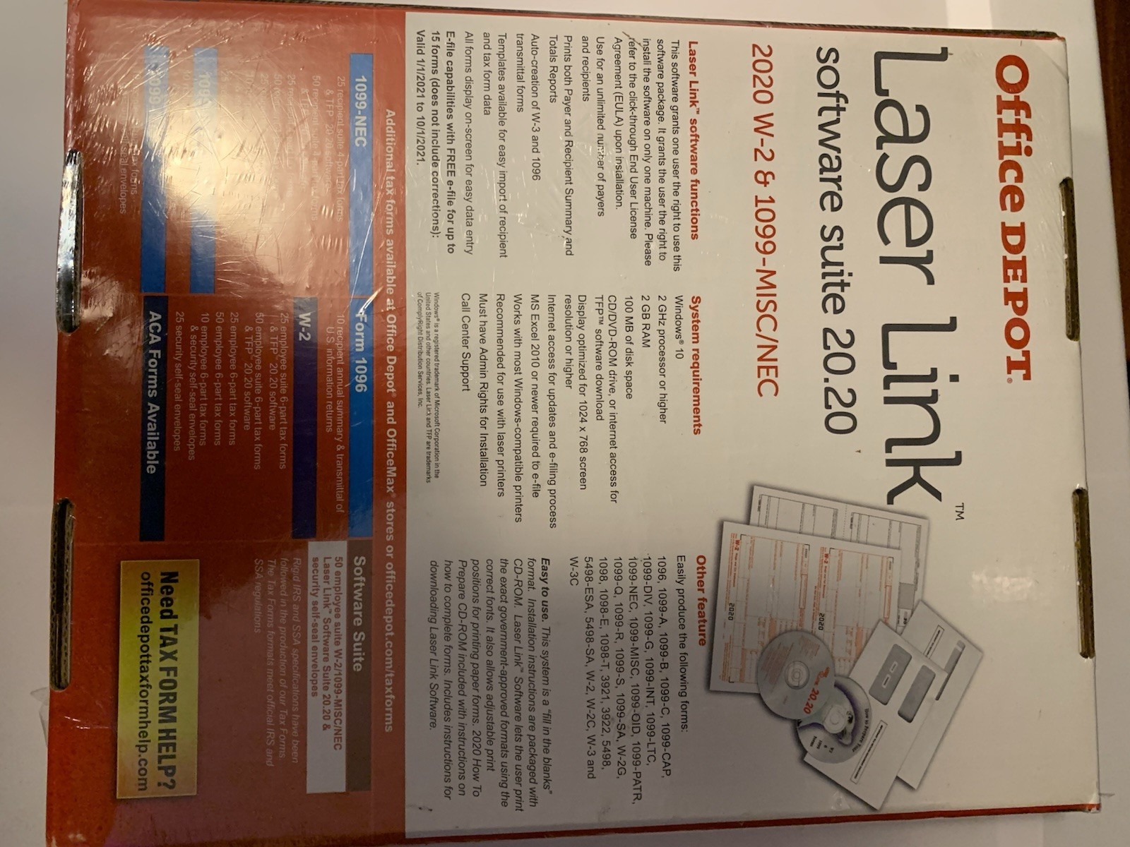 2020 OFFICE DEPOT LASER LINK SOFTWARE SUITE Open box/Unused New