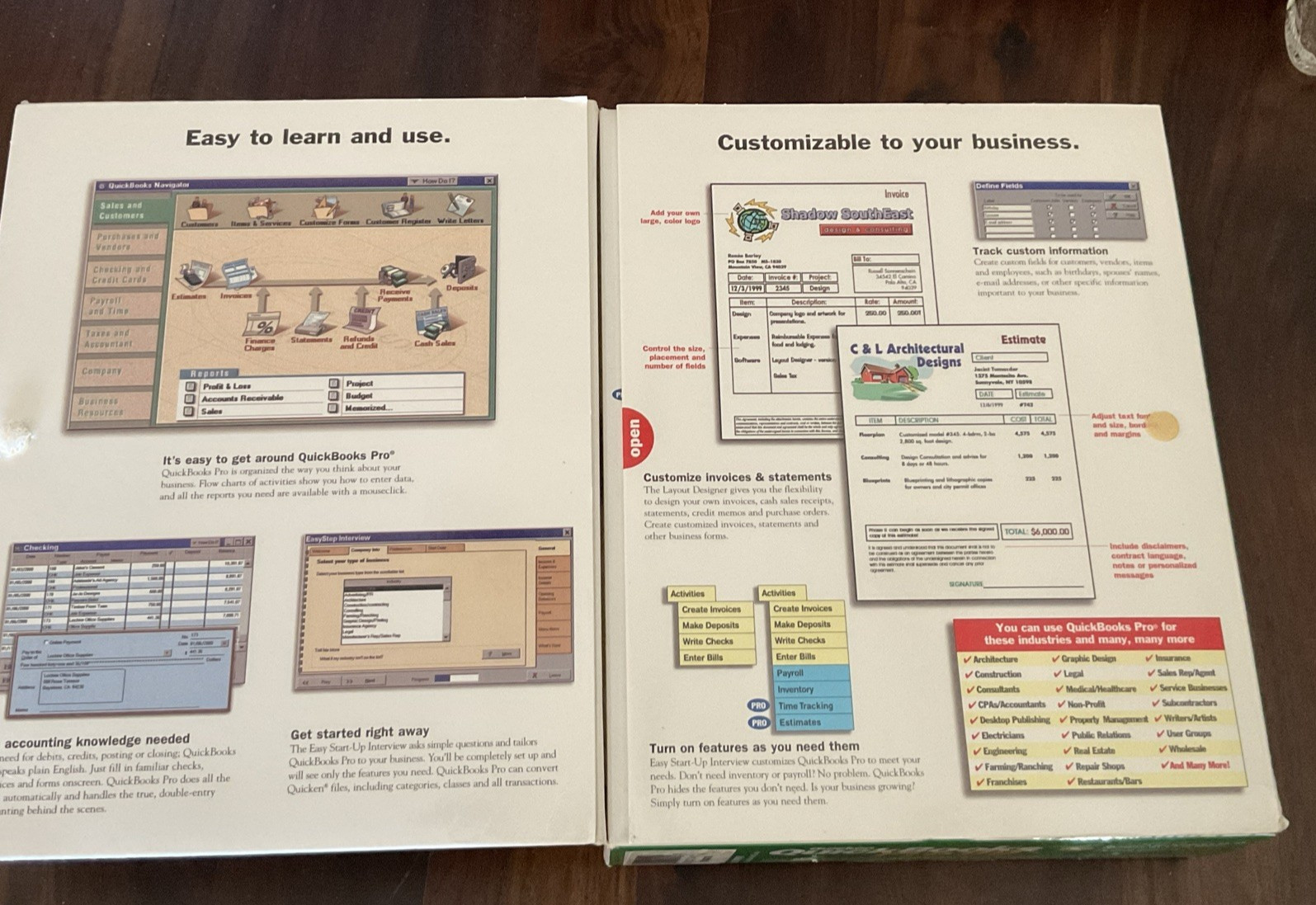 Quicken Quickbooks Pro 99 Software – Original Box Manuals & Paperwork !