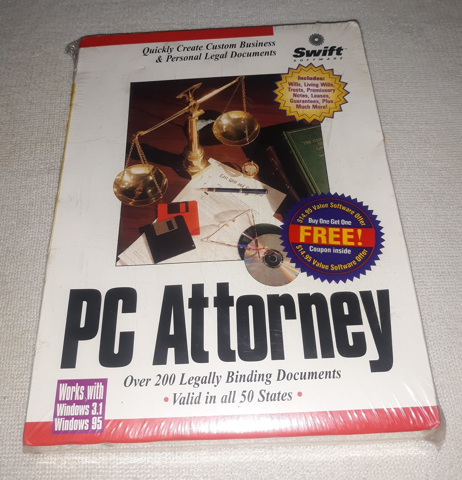 PC Attorney Legal Software Windows 95/3.1 Cosmi CD New Sealed – Vintage 1997