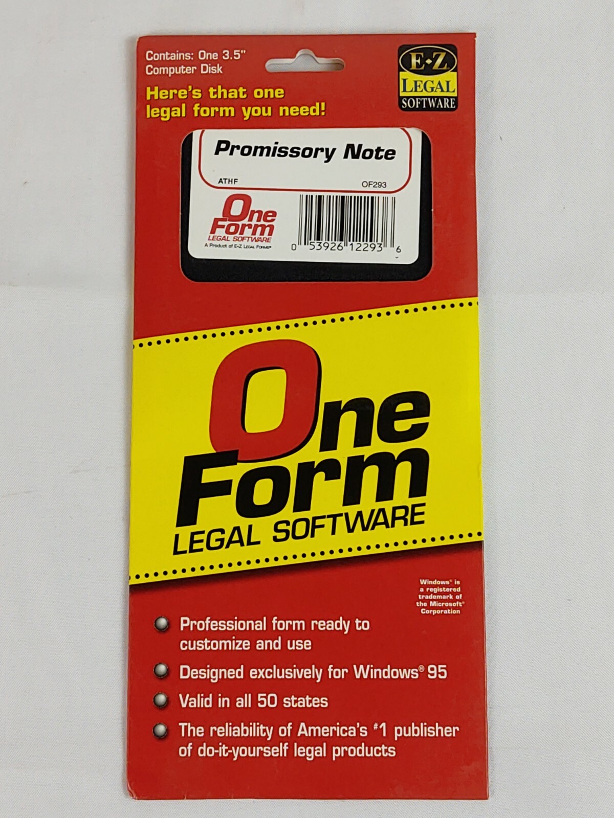 Vintage One Form EZ Legal Software Promissory Note 3.5″ Floppy Computer Disk