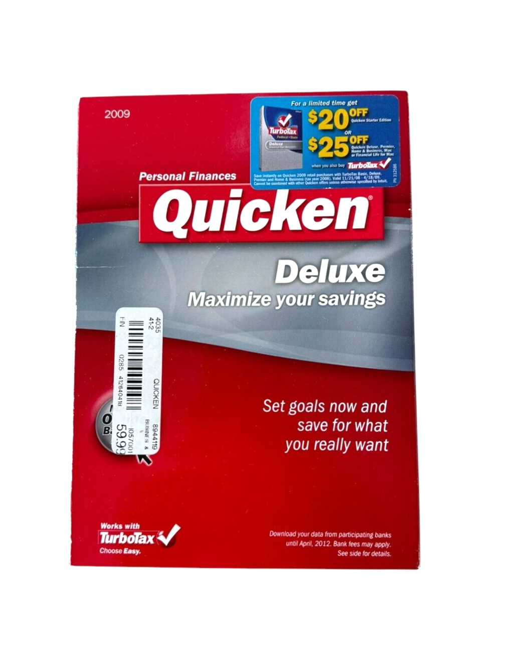 Intuit Quicken Deluxe 2009 Retail Box for Windows XP/VISTA New Sealed